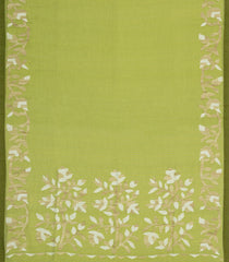 Light Green Handloom Tussar Silk Saree With Floral Border-TU3392