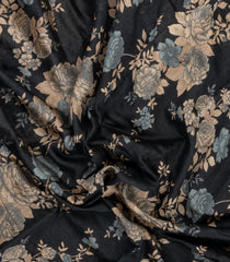 Black Printed Chanderi Cotton Saree With Zari Border-CC1688