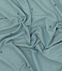 Light Blue Handloom Bengal Cotton Saree With Floral Motifs-BG1632