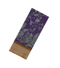 Violet Printed Art Tussar Saree With Zari Border-BL5095