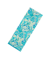 Turquoise Printed Pure Satin Silk Saree With Abstract Motifs-PS0954