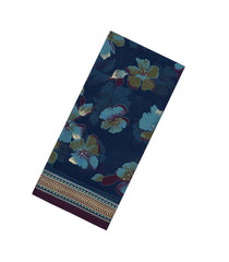 Navy Blue Woven Synthetic Brasso Saree With Printed Floral Motifs-BL4899