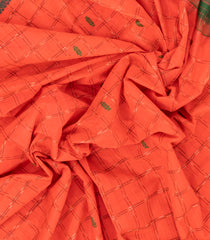 Orange Woven Kadapa Cotton Saree With Checks & Buttas-KN0656