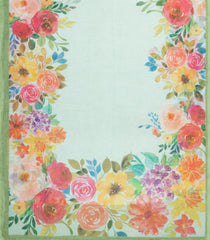 Mint Green Printed Synthetic Linen Saree With Floral Motifs-SY0122