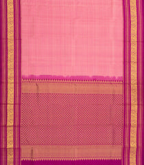 BubbleGum Pink Handloom Kanchipuram Silk Saree With Checks-KA14351