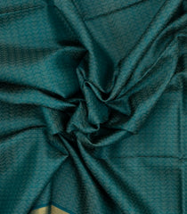 Teal Woven Tussar Silk Saree With Chevron Motifs-TU3558