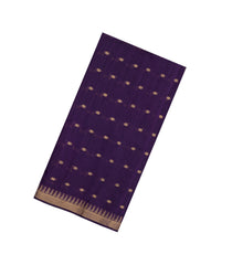Dark Purple Woven Tussar Silk Saree With Floral Motifs & Contrast Border-TU3549