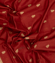 Red Woven Art Dupion Saree With Buttas & Tie and Dye Border-BL5910