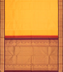 Yellow Handloom Korvai Kanchipuram Silk Saree With Maroon Border-KA15434
