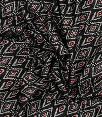 Black Printed Blended Chanderi Cotton Saree With Zari Border-BL5778