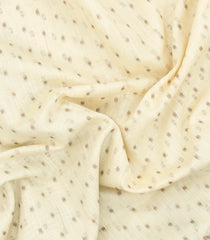 Off White Woven Art Linen Saree With Flower Motifs-BL5652