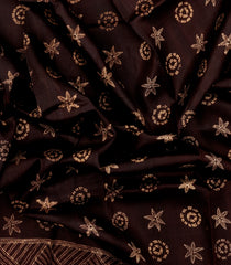 Dark Maroon Woven Pure Silk Saree With Print Motifs-TU3212