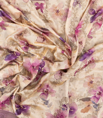 Cream Printed Synthetic Dola Silk Saree With Zari Motifs-BL5503