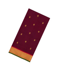 Maroon Handloom Kanchipuram 9 Yards Silk Saree With Floral Buttas-KA13739