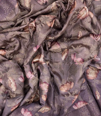 Lilac Woven Art Tussar Saree With Printed Floral Motifs-BL3976