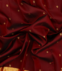 Maroon Handloom Kanchipuram Silk Saree With Buttas-KA15091