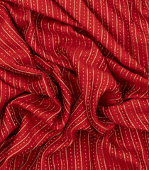 Red Woven Mysore Silk Saree With Floral Stripes-MS3529
