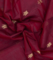 Maroon Handloom Silk Cotton Saree With Zari Buttas & Contrast Border-SC4803