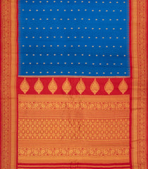 Blue Handloom Gadwal SICO Saree With Cotton Body & Silk Border-GA0412