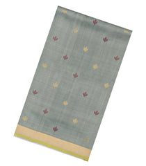 Grey Handloom Uppada Silk Saree With Meena Buttas-UP0434