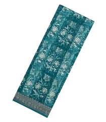 Sea Green Printed Chanderi Cotton Saree With Zari Border-CC1460