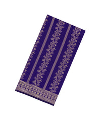 Blue Woven Synthetic Dupion Saree With Floral Vine Motifs-BL5022