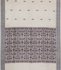 Off White Woven Tussar Silk Saree With Tribal Motifs-TU3495