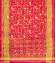 Pink Handloom Rajkot Patola Silk Saree With Ikat Motifs-IK0440