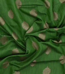 Green Woven Art Linen Saree With Zari Border-BL5632