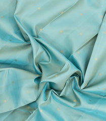 Turquoise Handloom Kanchipuram Silk Saree With Zari Buttas-KA15236