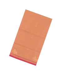Peach Handloom Silk Cotton Saree With Buttas & Contrast Border-SC4023