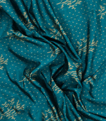 Cyan Handloom Rajkot Patola Silk Saree With Tie & Dye Bird Motif Pallu-IK0461