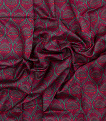 Magenta Printed Pure Silk Saree With Floral Motifs-PS0828