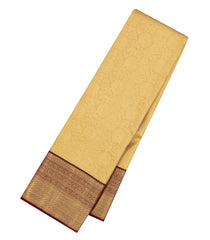 Gold Handloom Kanchipuram Silk Saree With Floral Vine Motifs-KA15633