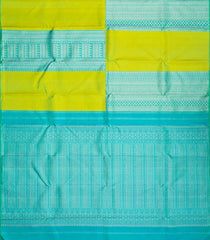 Light Green Handloom Kanchipuram Half & Half Silk Saree With Floral Motifs-KA12621