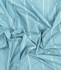 Turquoise Handloom Bengal Cotton Saree With Stripes-BG2005