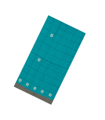 Turquoise Handloom Bengal Cotton Saree With Checks & Buttas-BG1656