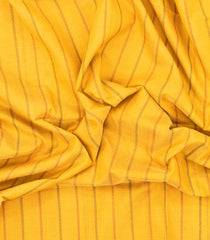 Yellow Handloom Korvai Silk Cotton Saree With Stripes & Ganga Jamuna Border-SC3920