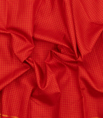 Red Handloom Kanchipuram Silk Saree With Zari Checks-KA15708