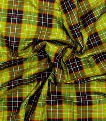 Green & Black Handloom Kanchipuram Silk Saree With Checks-KA16614