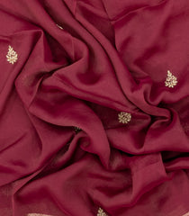 Maroon Woven Blended Tussar Saree With Embroidered Floral Motifs-EN1836