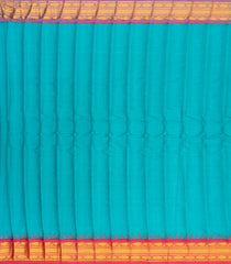 Sky Blue Handloom Gadwal Silk Cotton Saree With Checks & Contrast Border-GA0251