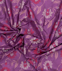 Lavender Handloom Uppada Silk Saree With Floral Vine Zari Motifs-UP0369