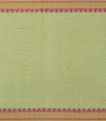 Light Green Handloom Bengal Cotton Saree With Stripes & Buttas-BG1709
