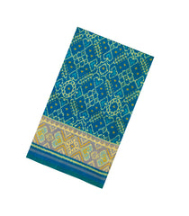 Cyan Handloom Rajkot Patola Silk Saree With Ikat Motifs-IK0446