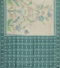 Cream Printed Art Chanderi Saree With Jhalar-SY0014