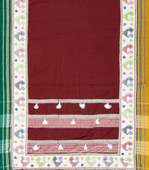 Maroon Woven Cotton Saree With Kasuti Hand Embroidered Border & Pallu-EN1766