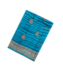 Cyan Woven Organza Saree With Tie & Dye Motifs -KS1052