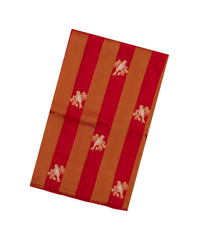 Red & Orange Woven Blended Viscose Saree With Stripes & Bird Buttas-BL4988