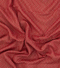 Peach Handloom Bengal Cotton Saree With Chevron Stripes-BG1625